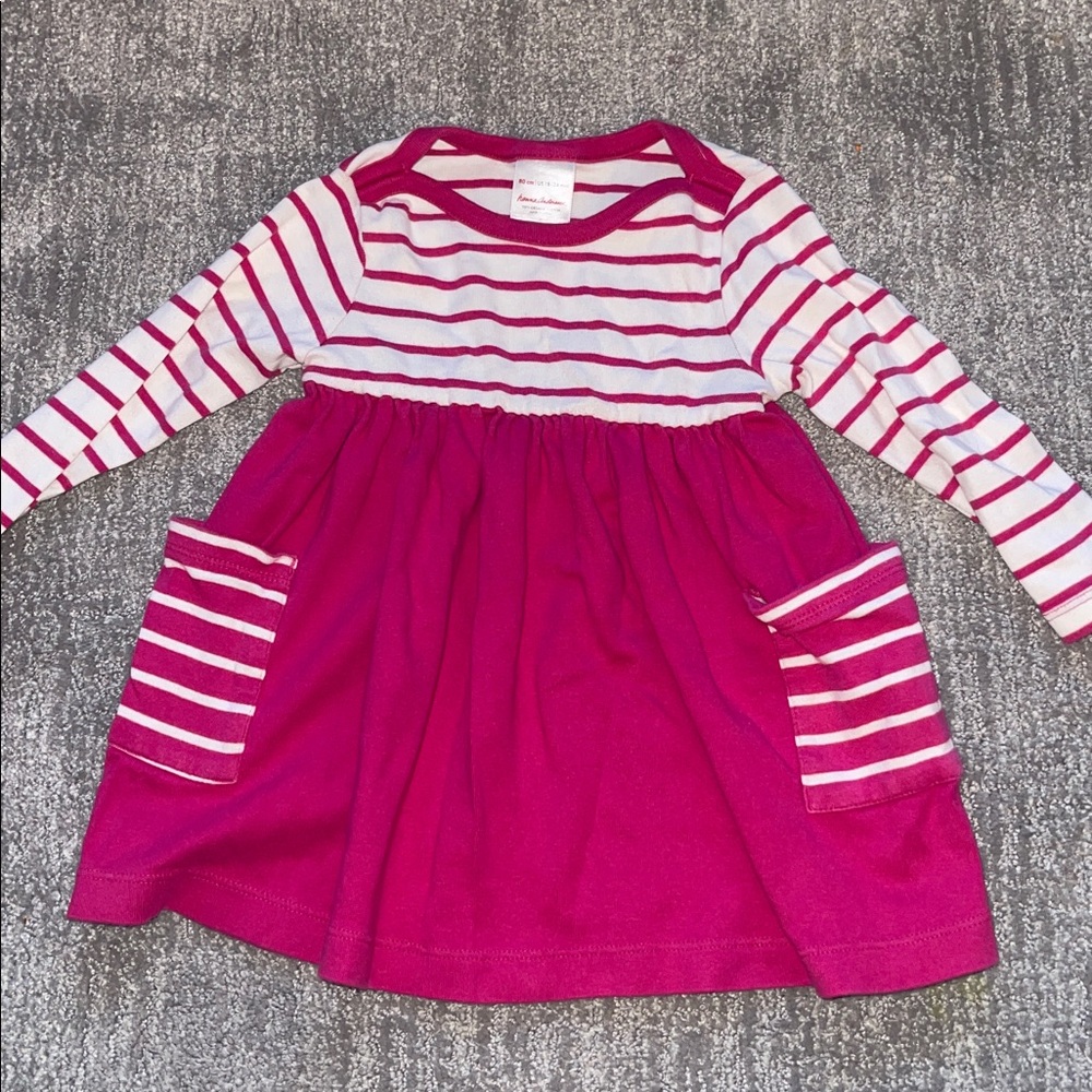 Hanna Andersson White and Hot Pink Striped Dress